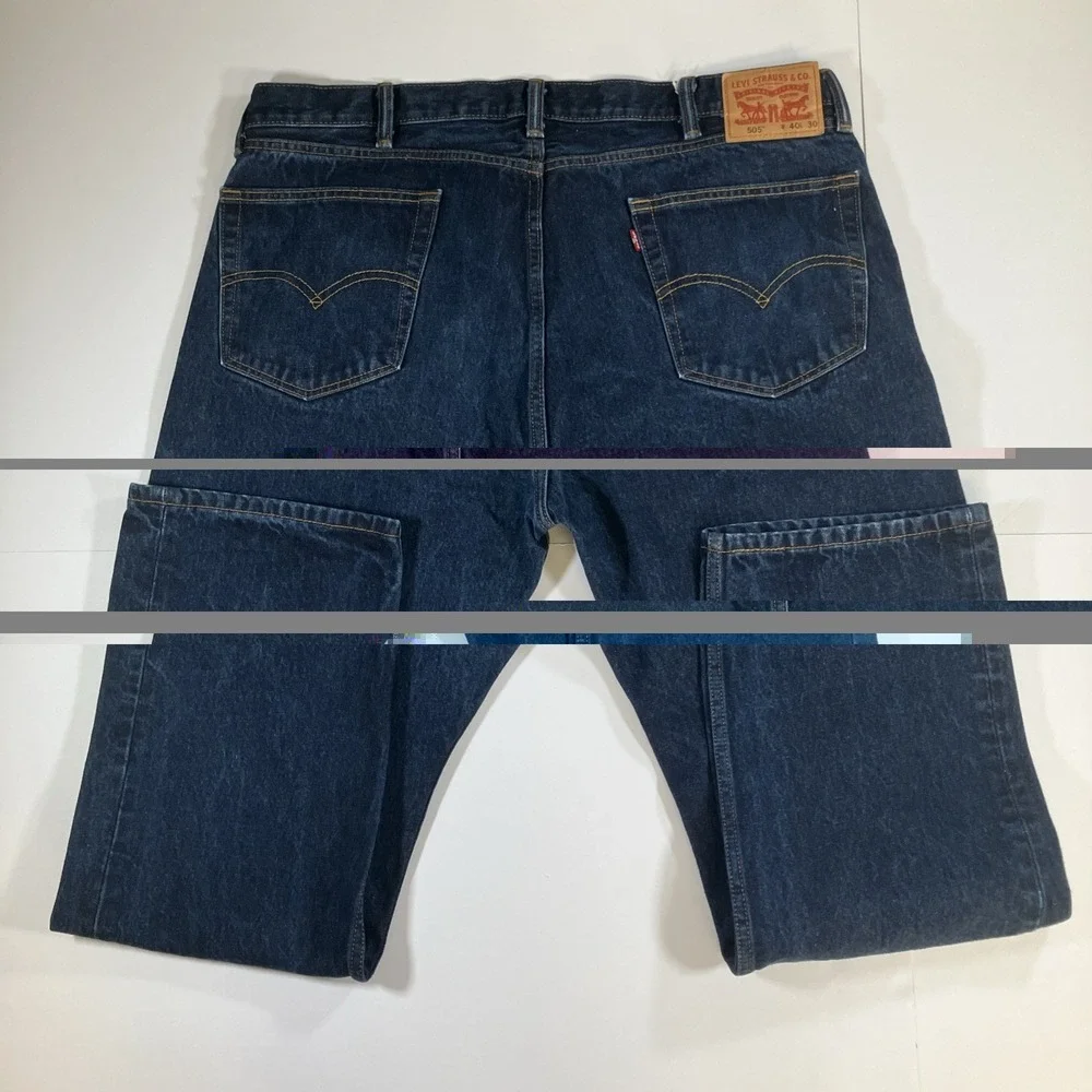 Levi's 505 Jeans Mens 40x30 Dark Wash Regular Straight Stretch Denim
